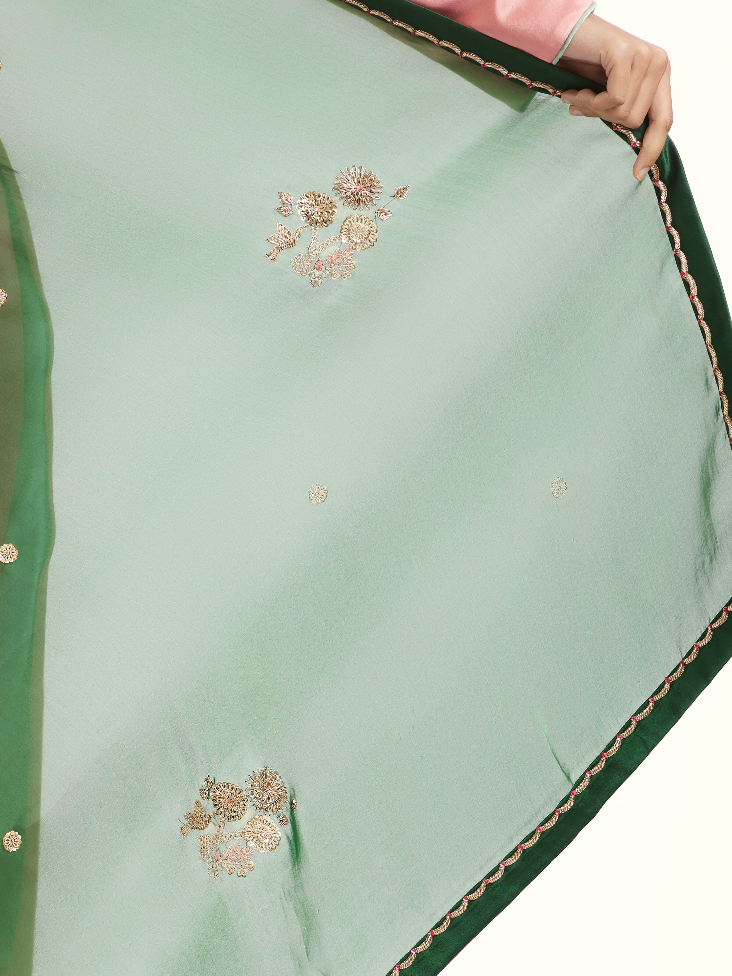 Emerald Green Banarasi Handloom Dupatta