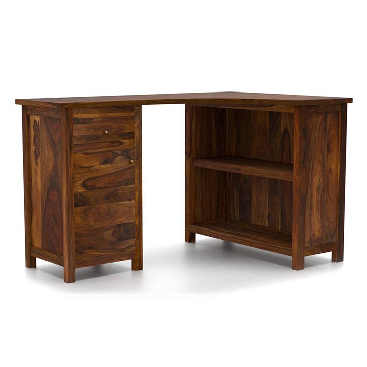 Dickens Solid Wood Study Table in Teak Finish