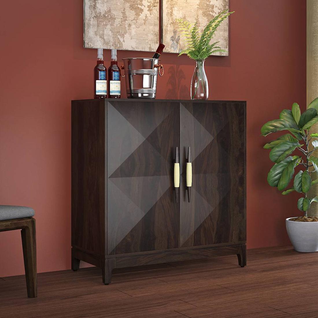 Satori Solid Wood Bar Cabinet in Semi Gloss Finish