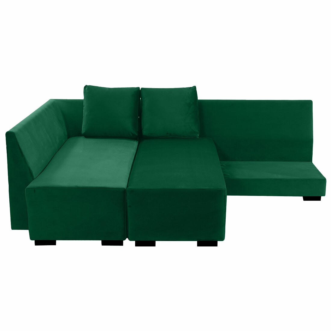 Melo 3 Seater Left Sectional Velvet Sofa Cum Bed in Green colour