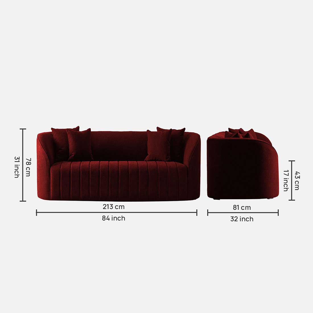 Baiwang Fabric Sofa (Maroon)