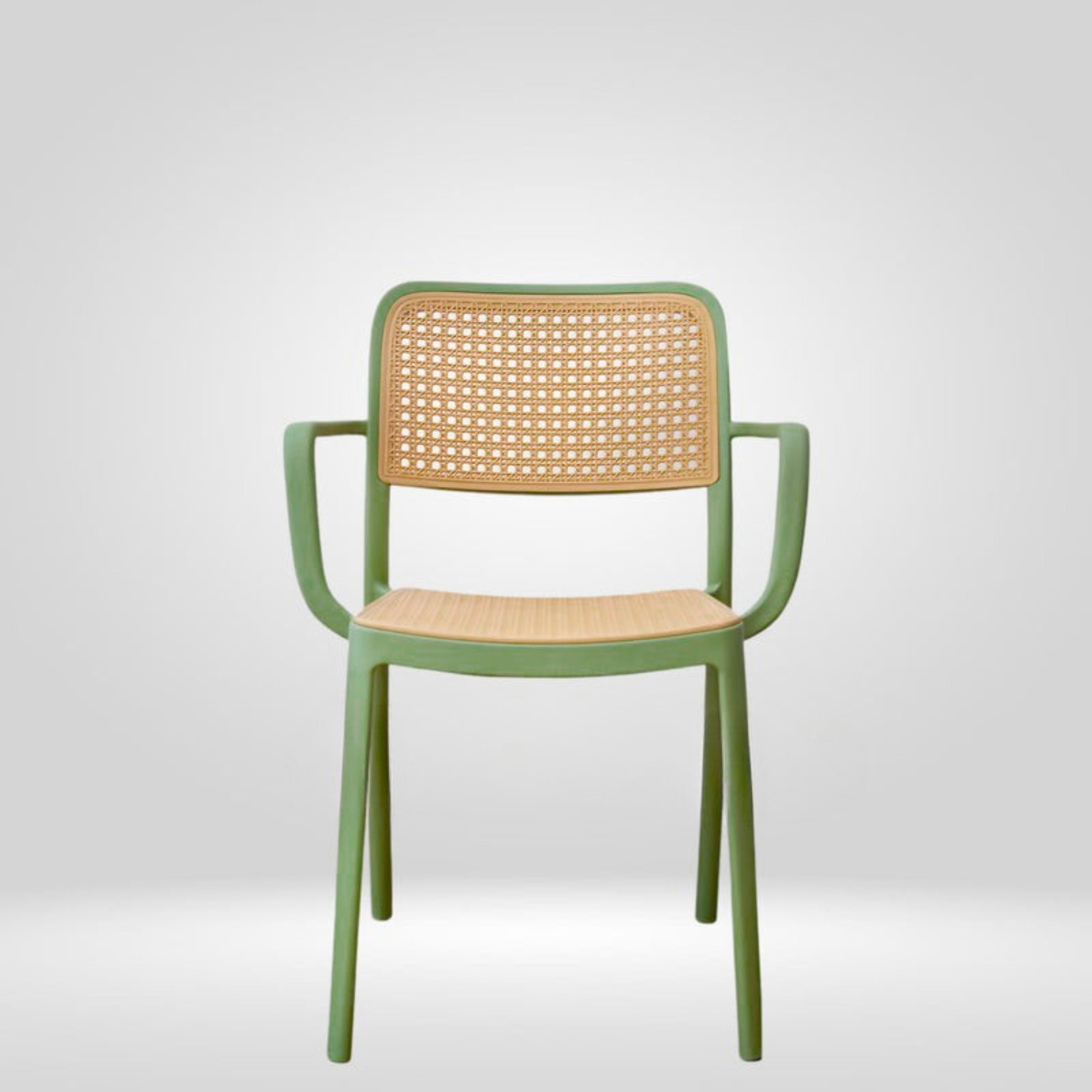 Kepler Brooks Zen Cafeteria Dining Chair With Arms in Green Colour - Kepler Brooks