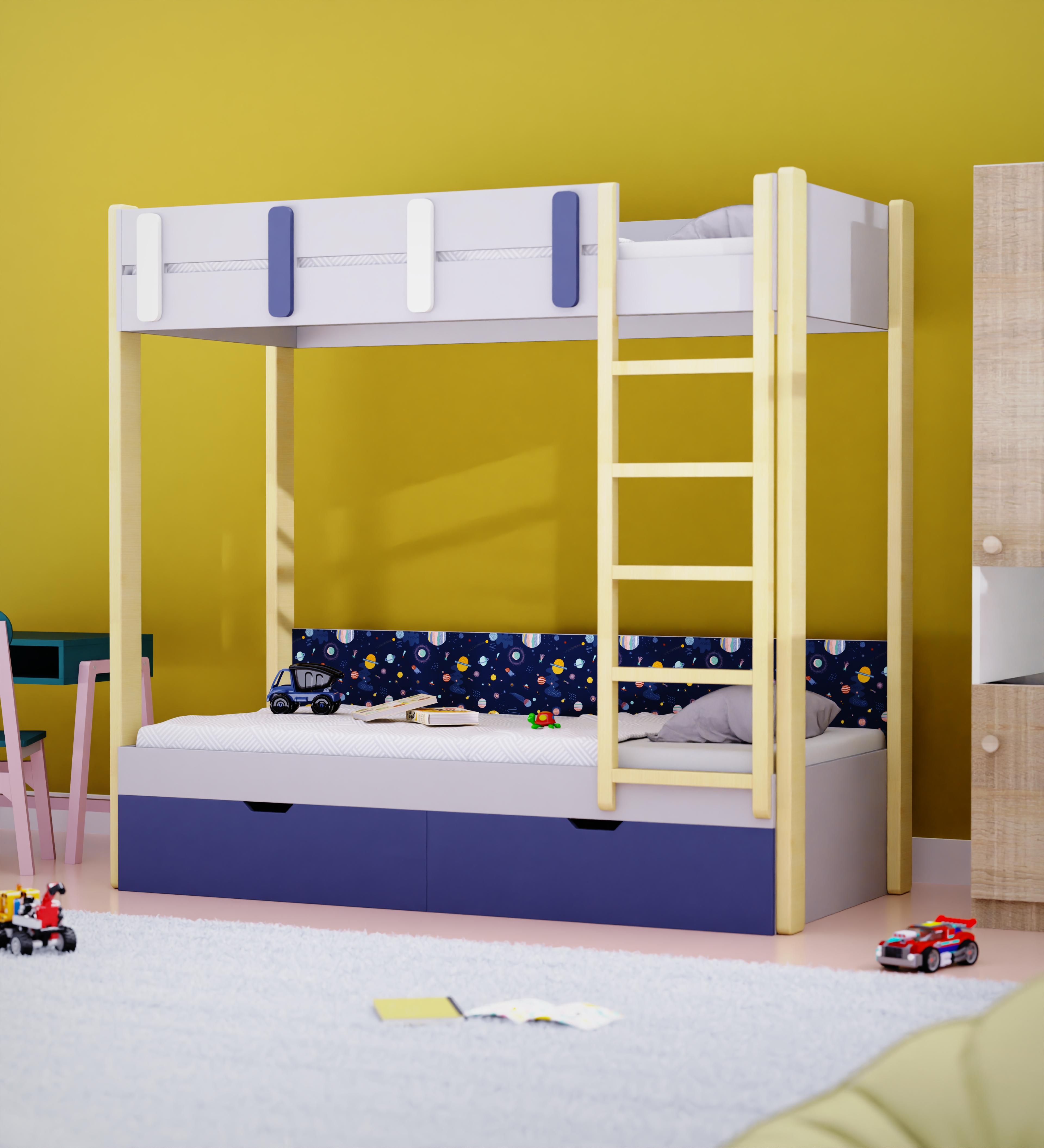 Pine Tree Single Size Bunk Bed In Silver Grey Colour