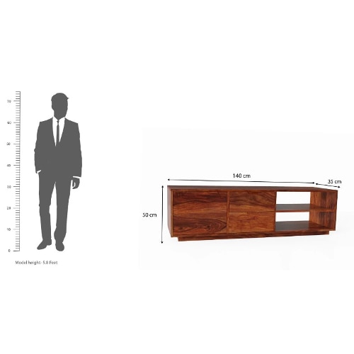 Orion Solid Wood TV Unit in Teak Finish