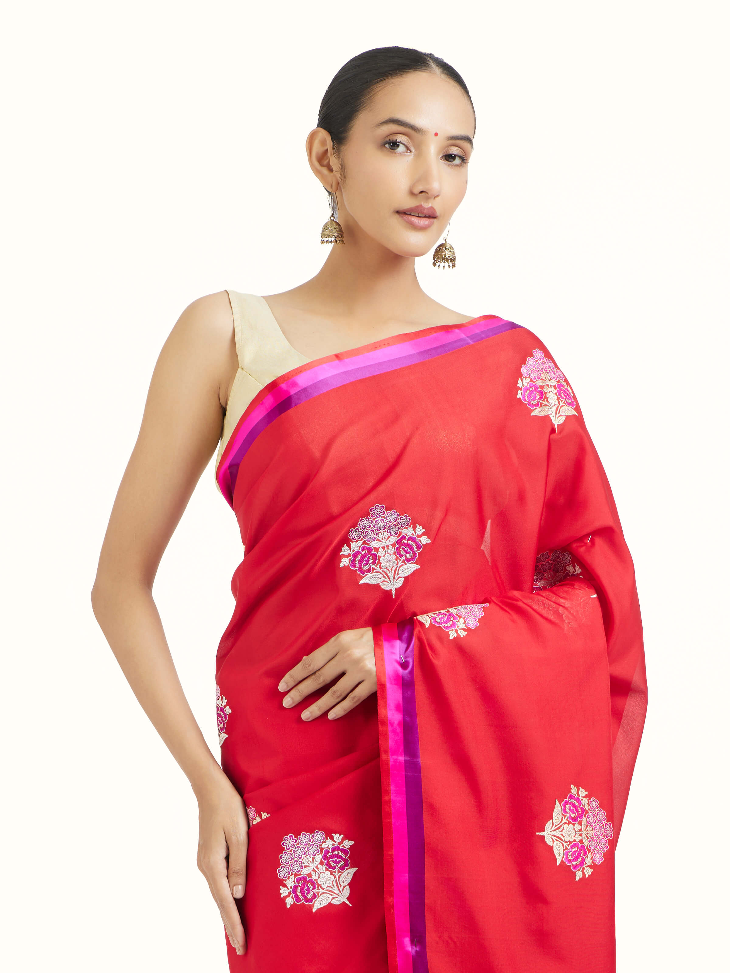 Red Banarasi Kadhwa Silk Saree