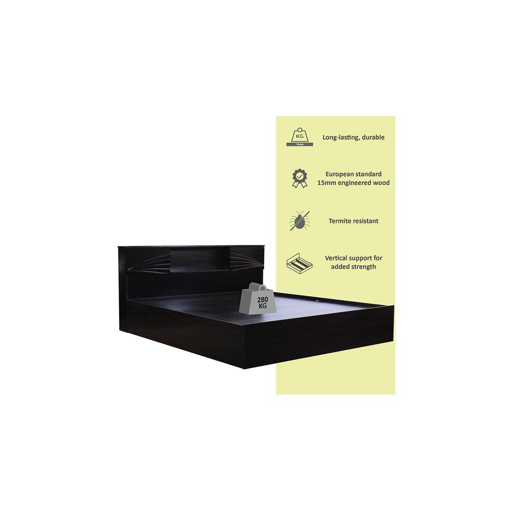 Galene Solid Wood King Size Drawer Storage Bed In Melamine Finish