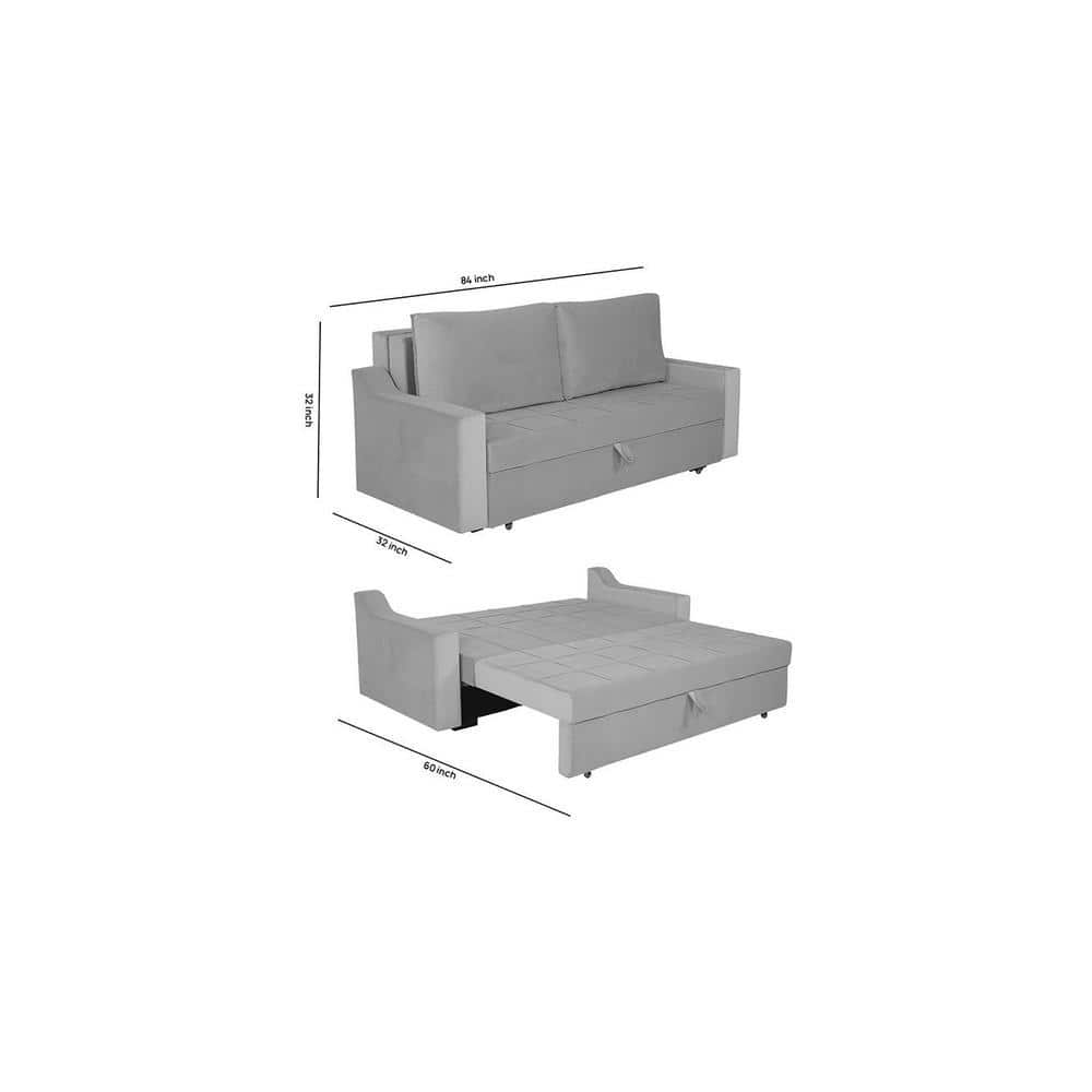 Step 3 Pull Out Sofa Cum Bed In Grey Colour