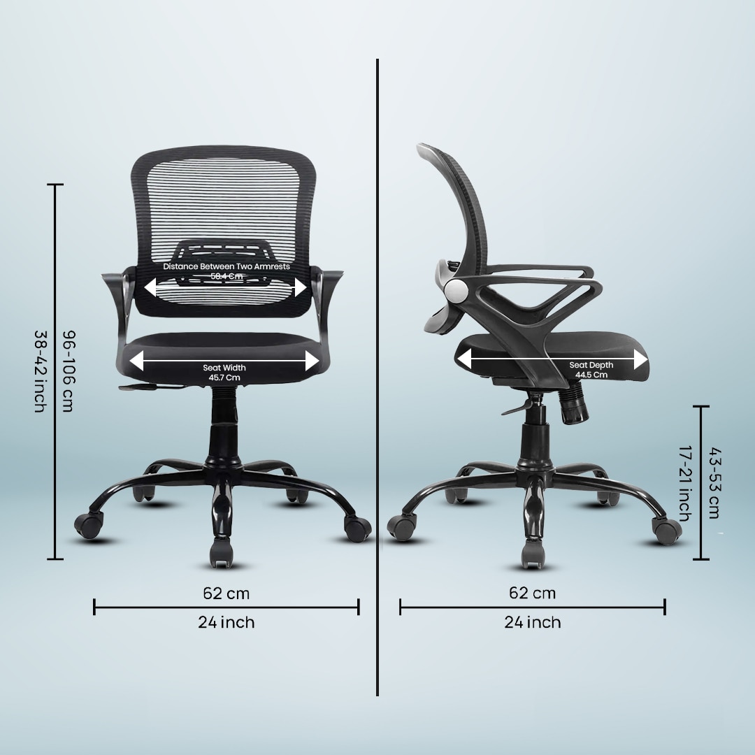 Elva Mid Back Mesh Office Chair in Black Colour