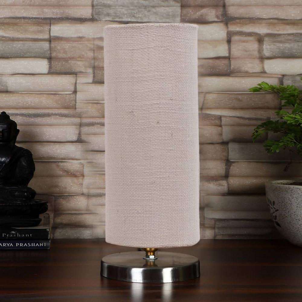 White Jute table lamp with Steel Base -9 - Devansh