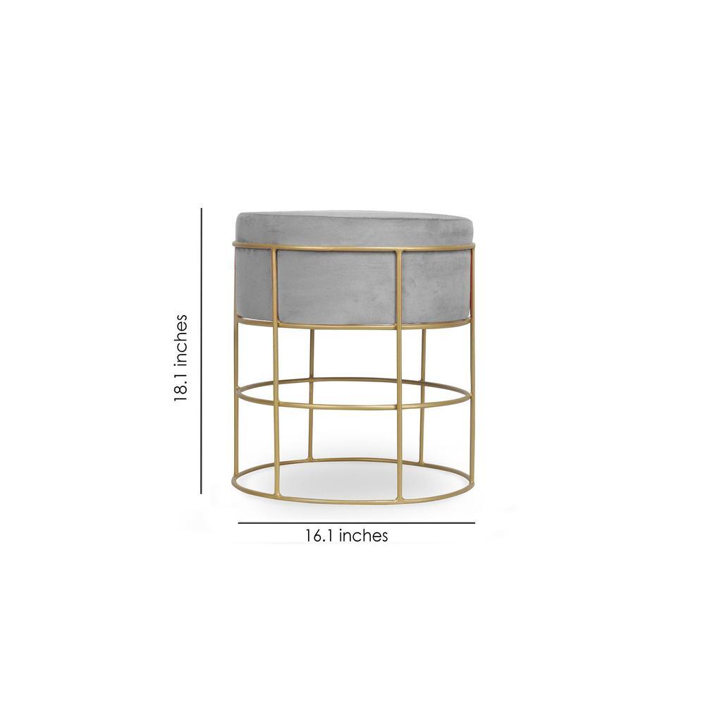 Caden Solid Wood  Ottomon in  Grey Colour