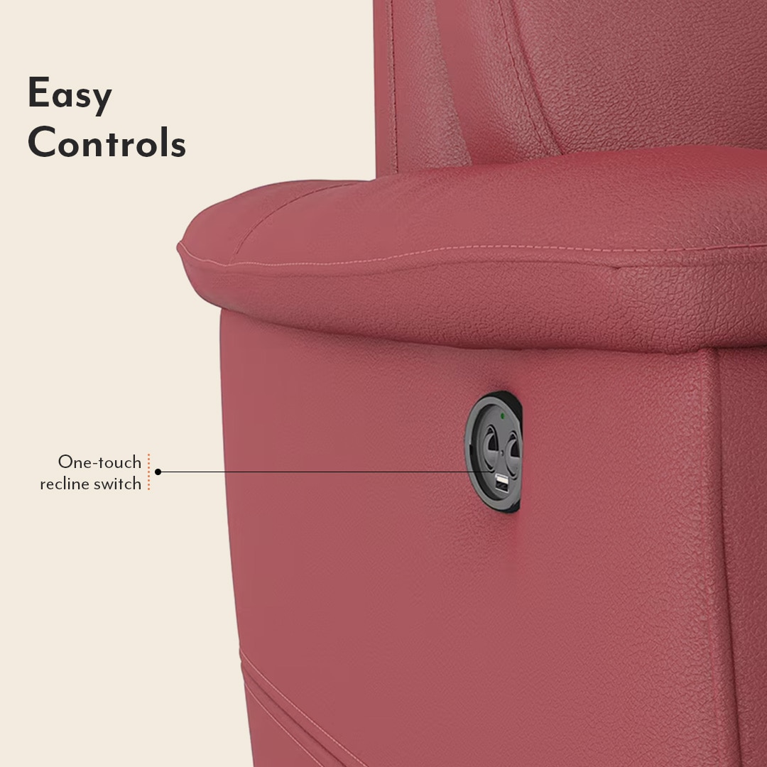 Maurice Leather Recliner in Maroon Colour