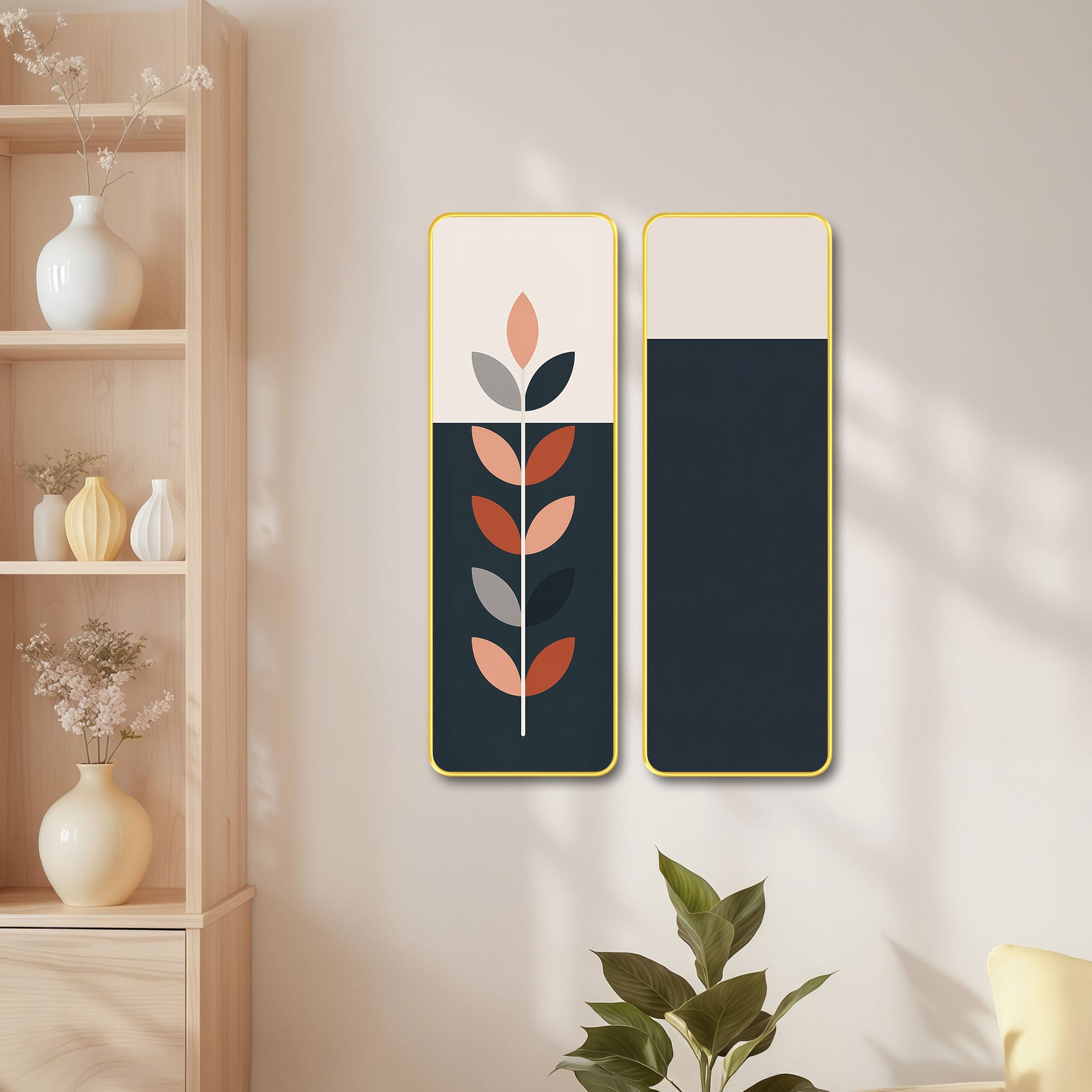 The Castle Decor Modern Boho Botanical Wall Art Set of 2 Design 3 12x18 Inch - The Castle Decor