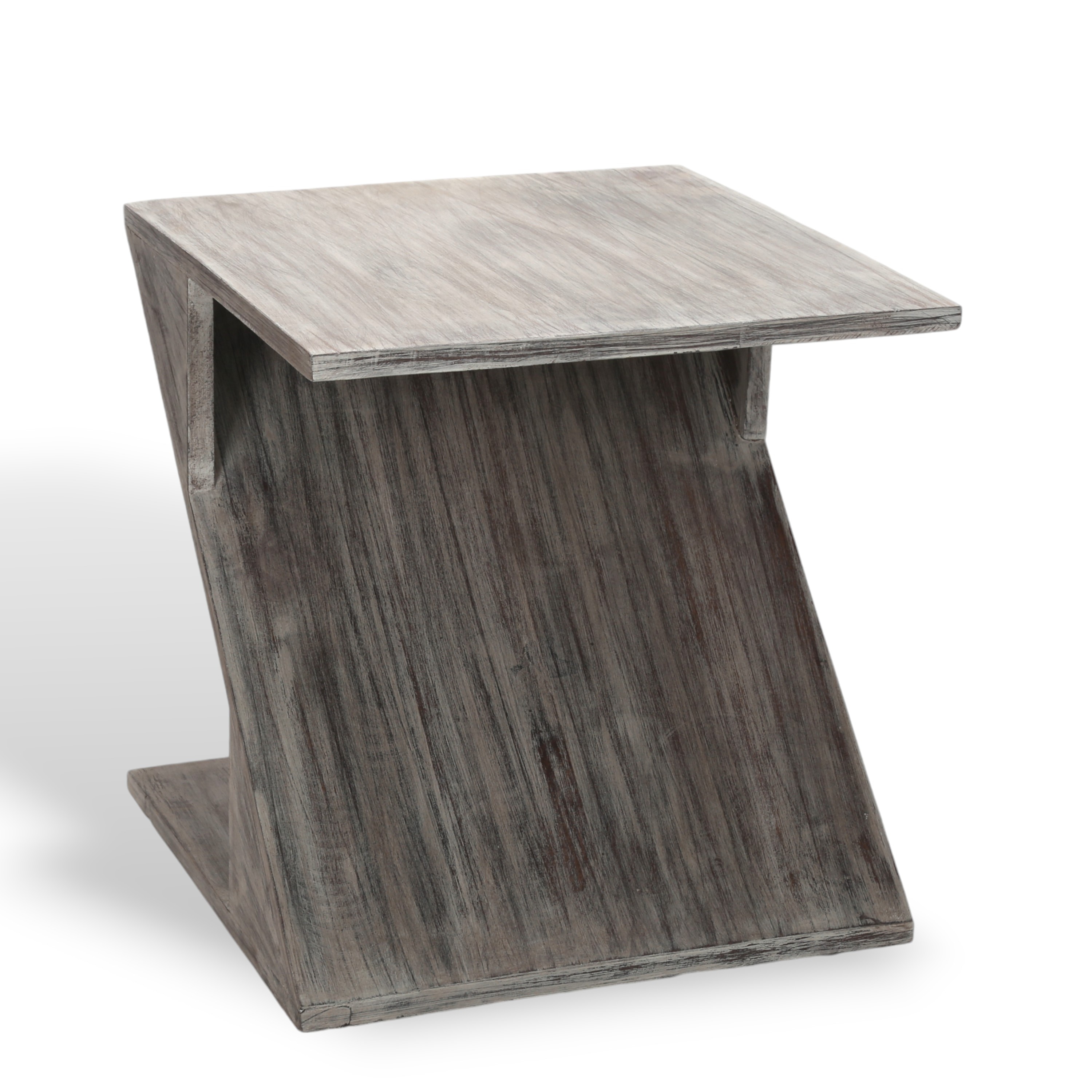 Berlin Sheesham Wood Tea Table In Rustic Grey Matte Finish
