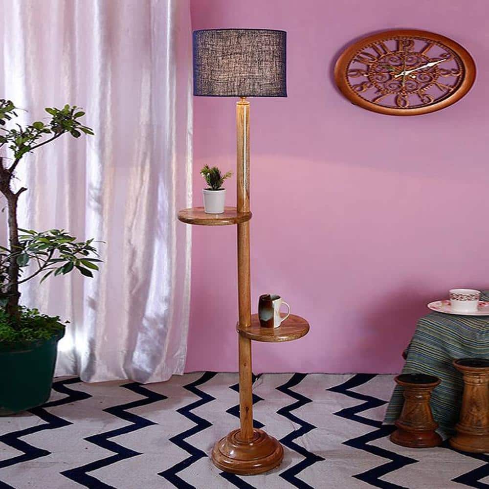 Ivana Blue Cotton Shade Floor Lamp
