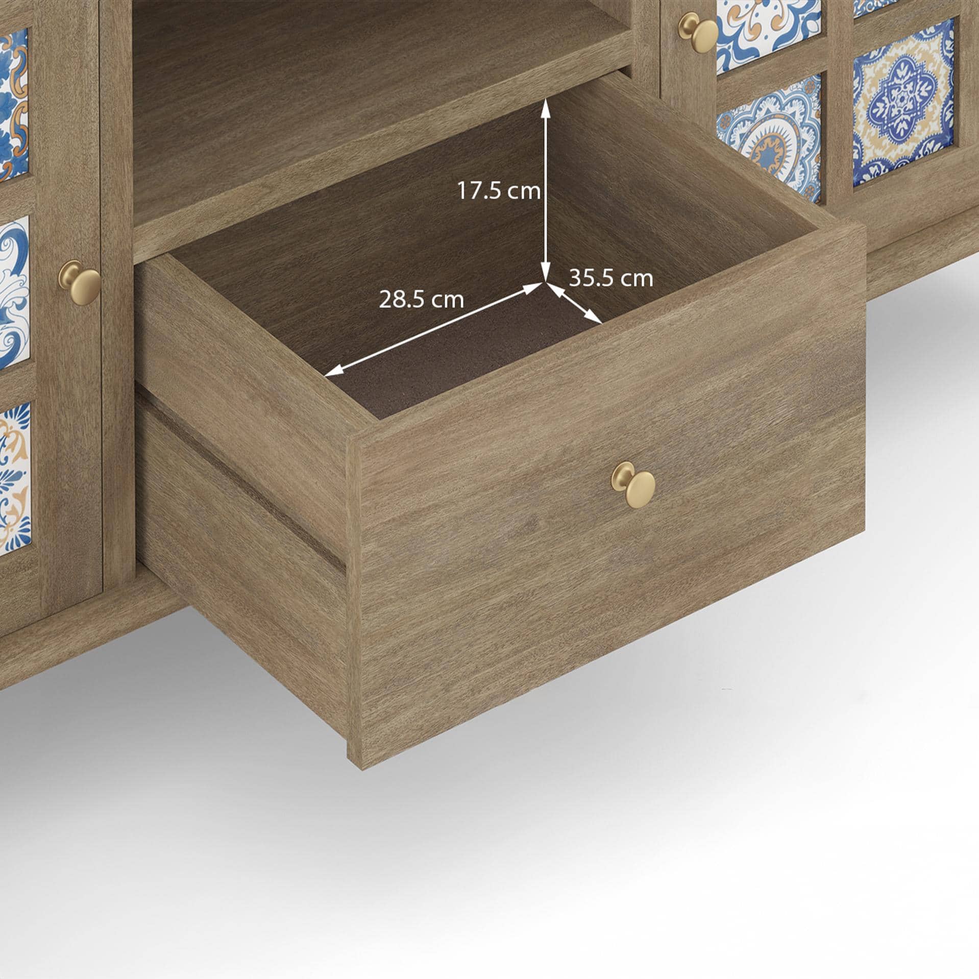 Azul Solid Wood TV Unit in Brushed Bali Oak Finish