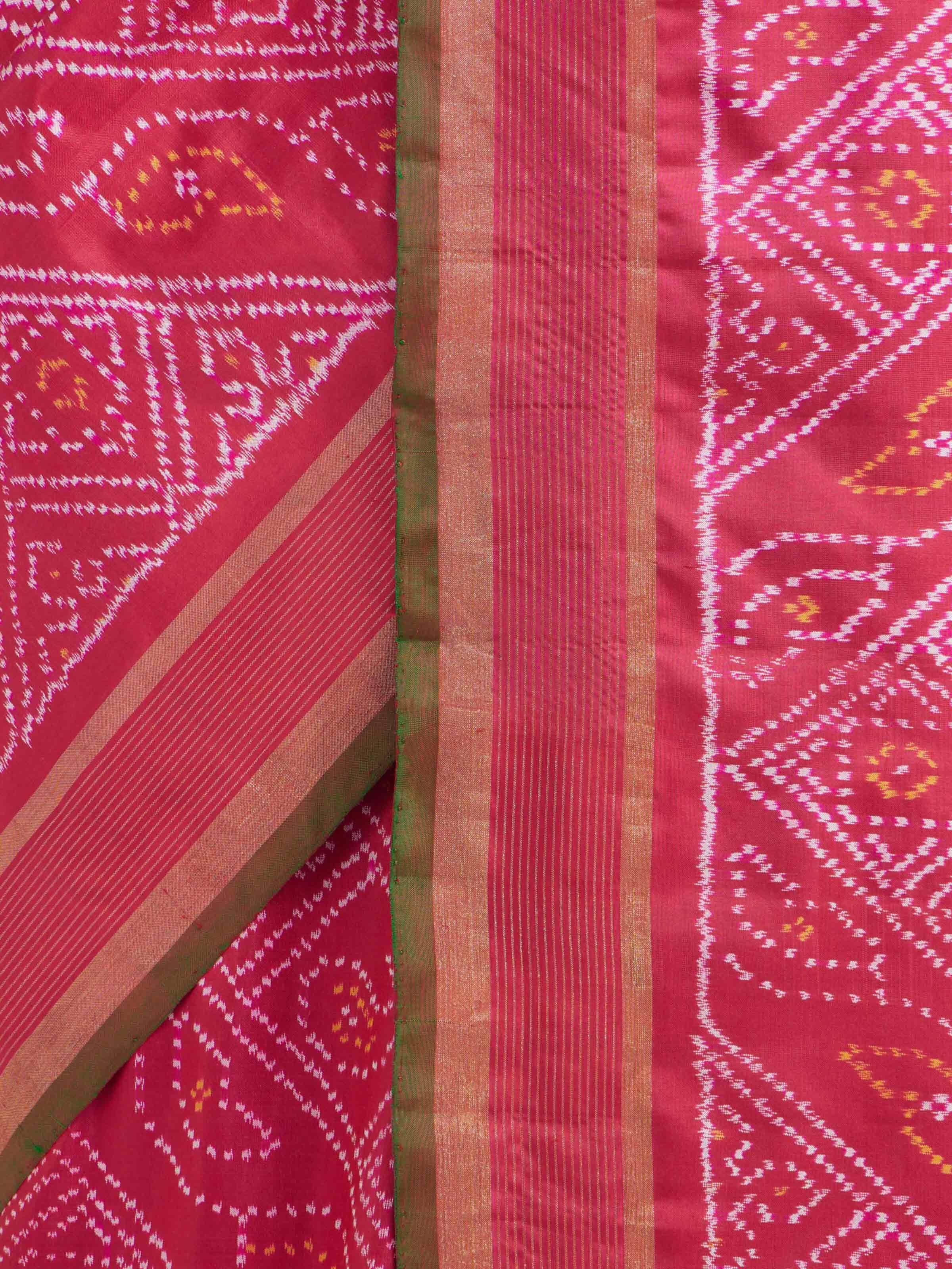 Red Silk Pochampally Single Ikat Saree