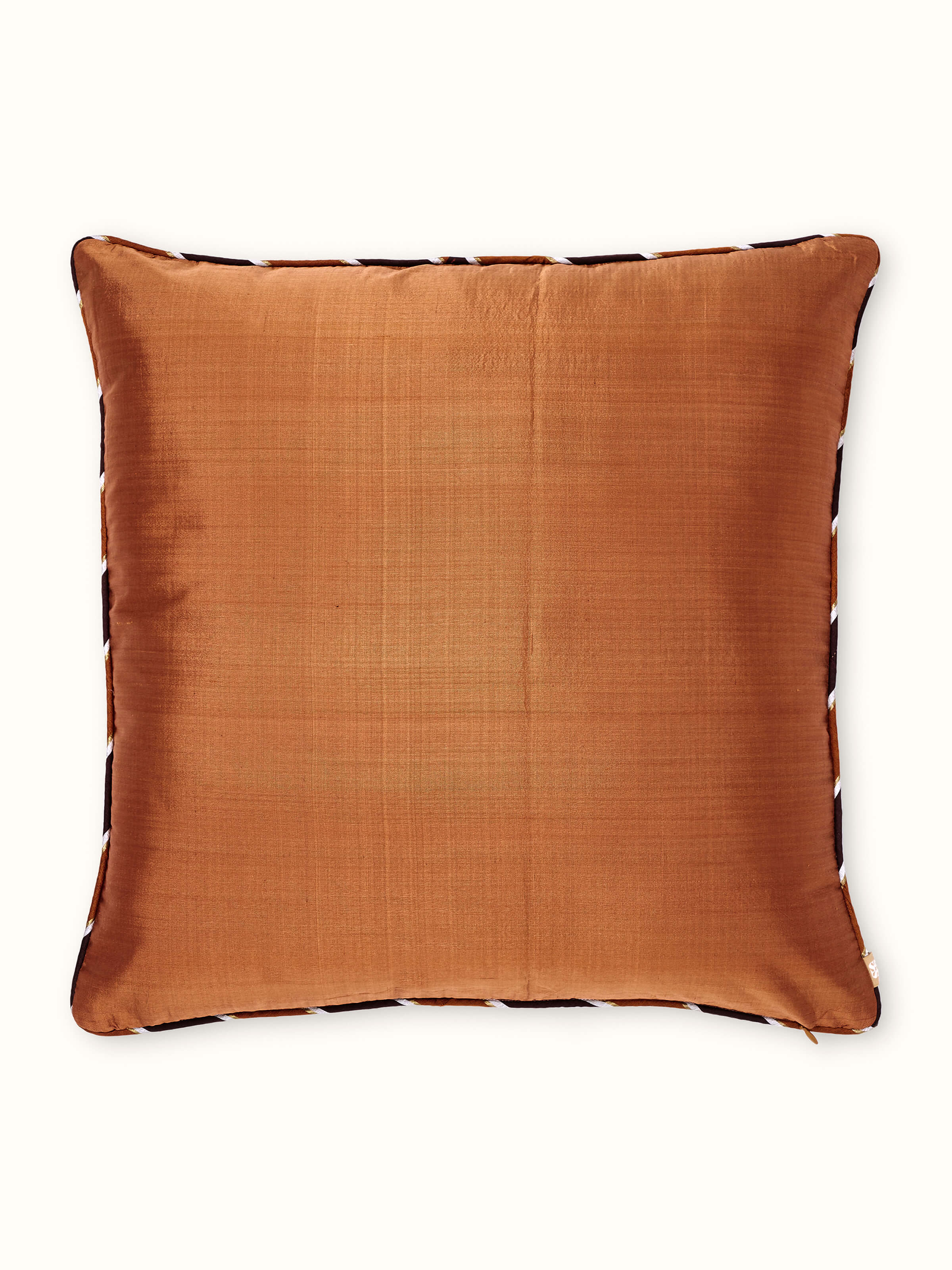 Bhoomi Rust Solid Silk Odisha Ikat Handloom Cushion Cover