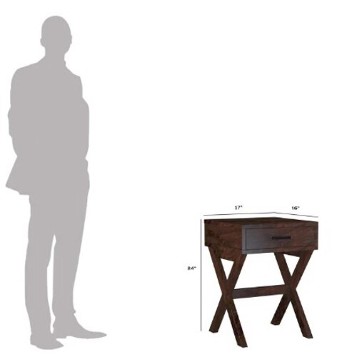 Oak Solid Wood End Table in Walnut Finish