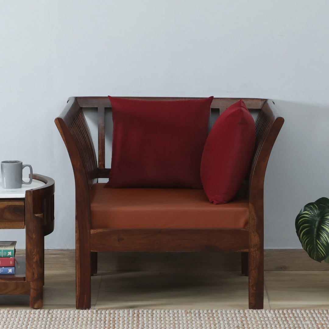 Urdhan 1 Seater Sofa in Honey Finish