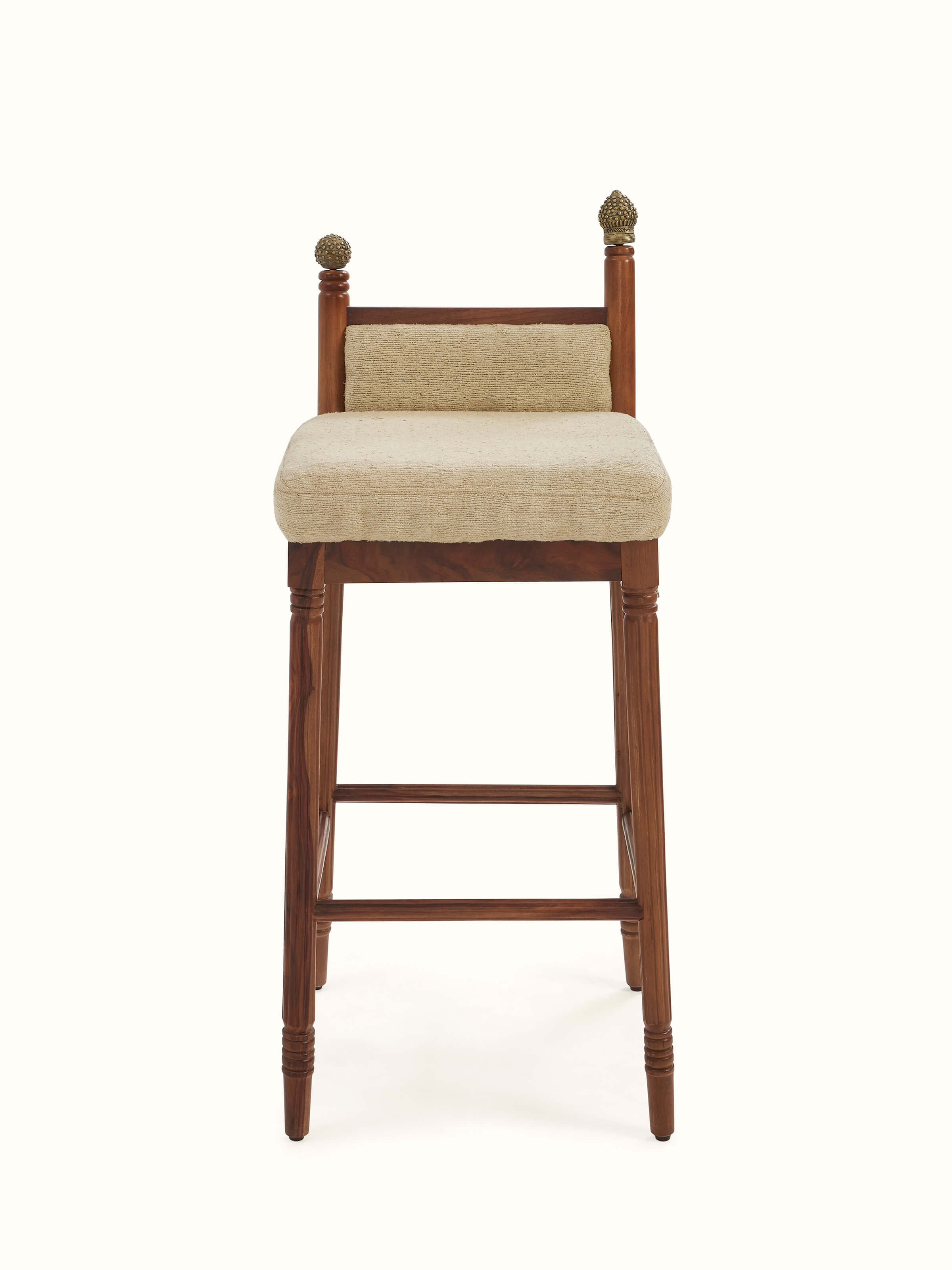 Silk Upholstered Sheesham Wood Bar Chair