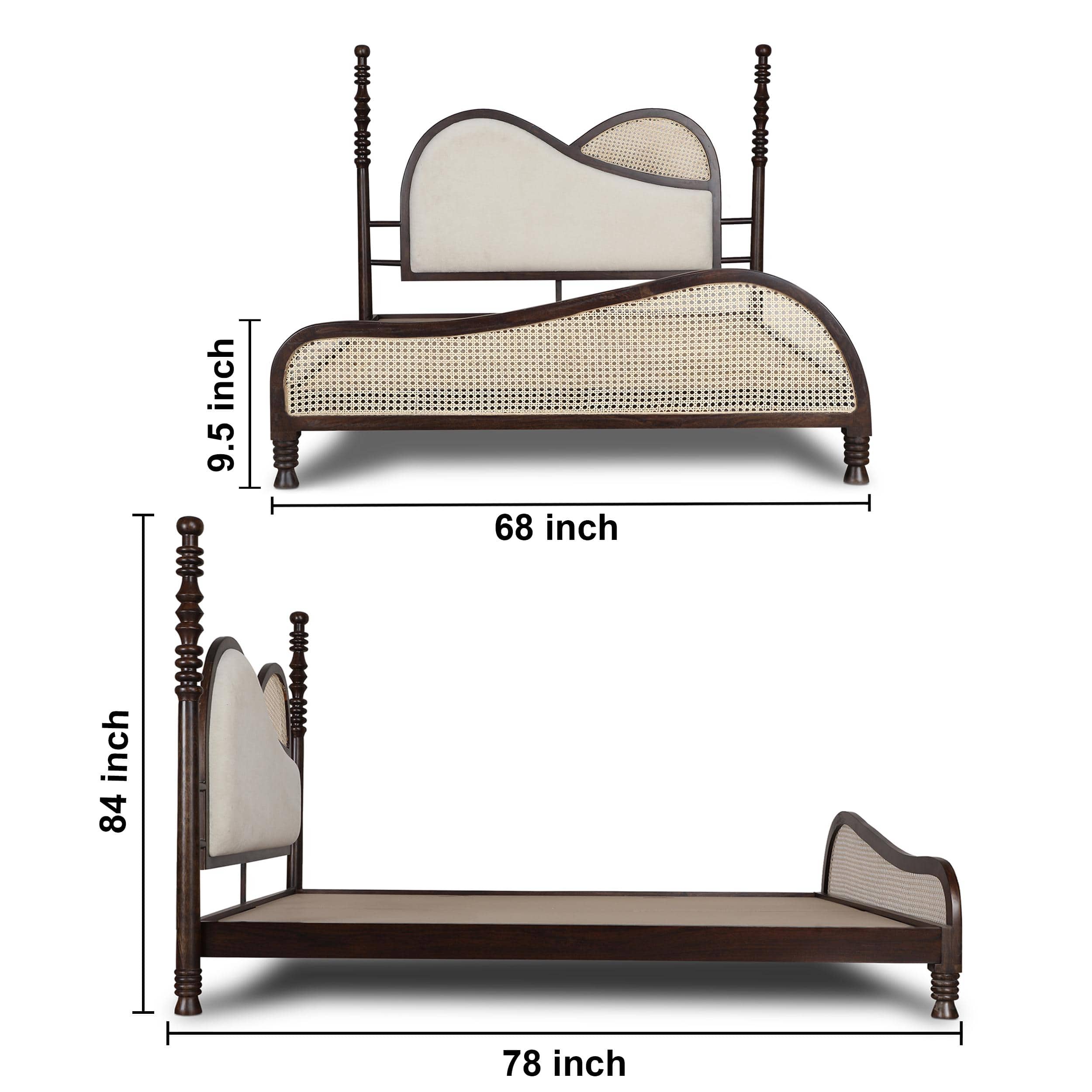 Arch Solid Wood Non Storage Queen Bed in Provincial Teak Finish