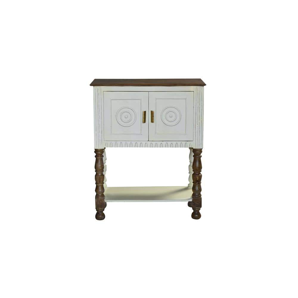 Wollman Solid Wood Cabinet In White Distress Finish