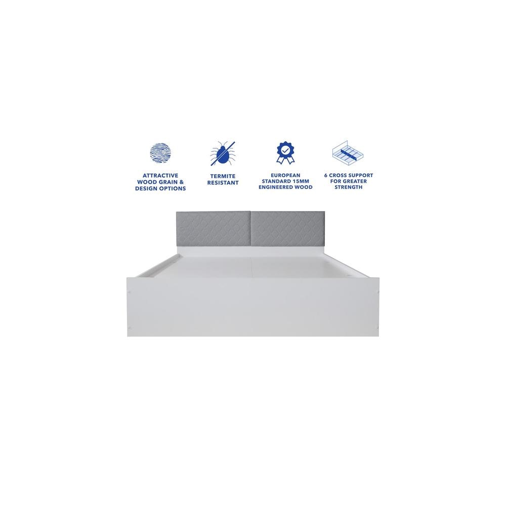 Nakuru Engineered Wood Queen Size Bed In White Finish