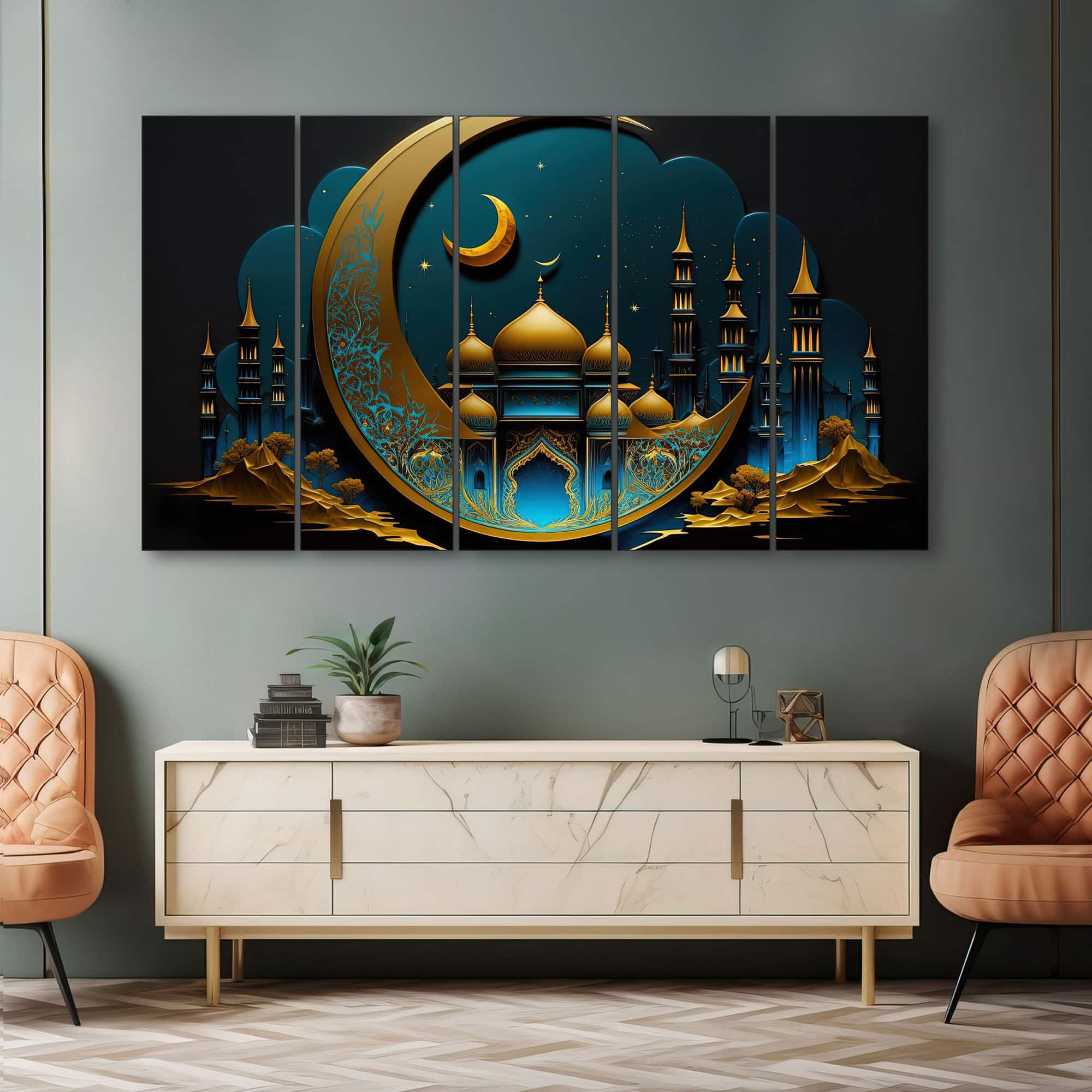 The Castle Decor Islamic Wall Painting Wooden Framed 27x48 Inch (Style 4) - The Castle Decor