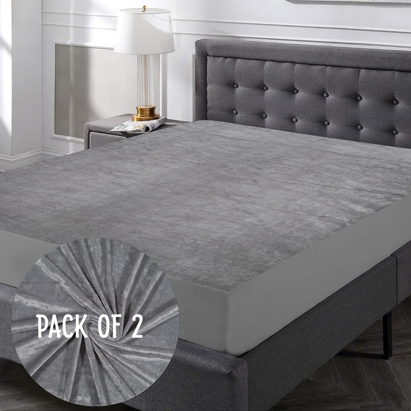 Premium Jacquard Polyester Fabric  Queen Size Bed  Waterproof Mattress Protector  Bed Cover 78x60  Pack of 2 - The Sleep Protectors
