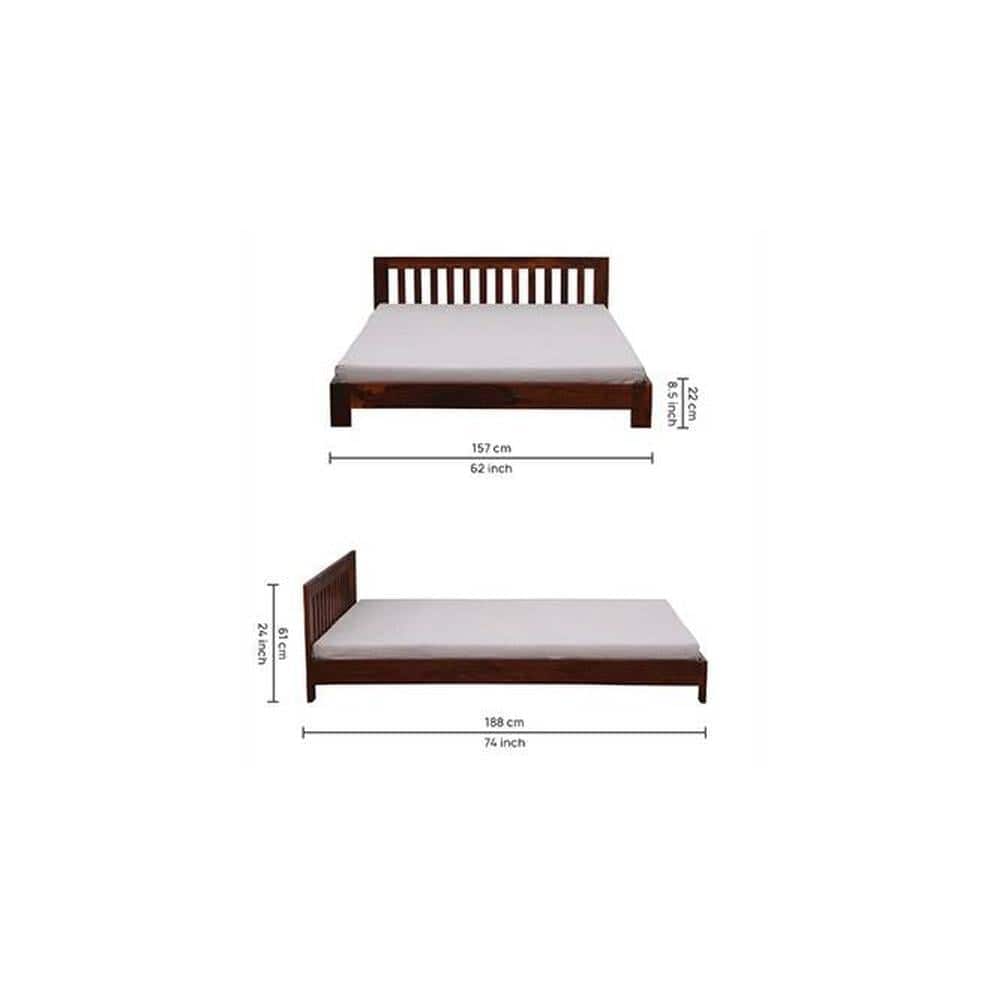 Orian Solid Wood Queen Size Non Storage Bed In Honey Oak Finish