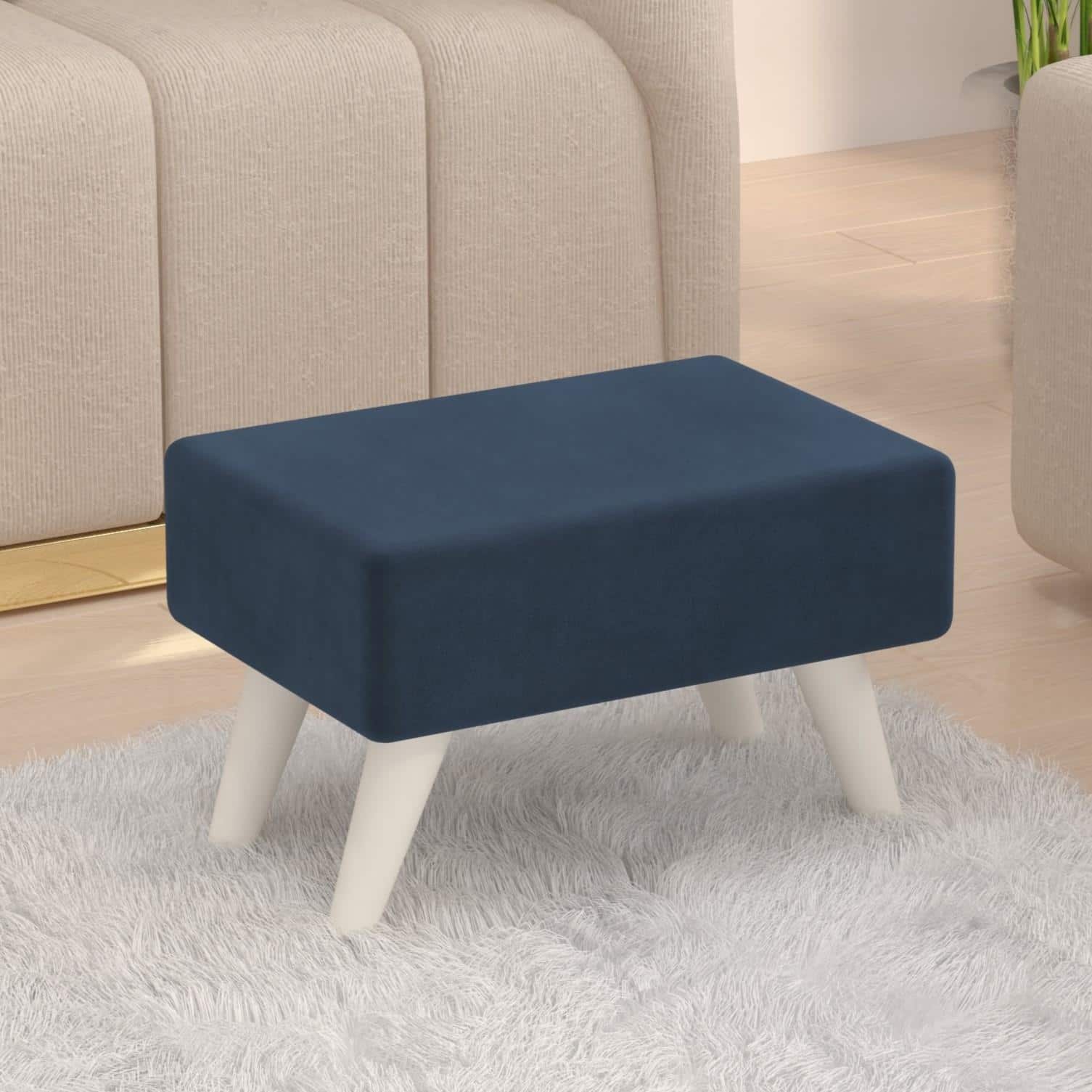 Midase Engineered Wood Multipurpose Ottoman in Blue Colour