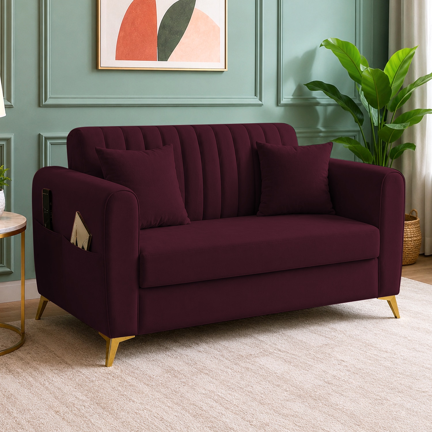 Daraco Velvet 2 Seater sofa in Red wine Color - Home Lifestylez