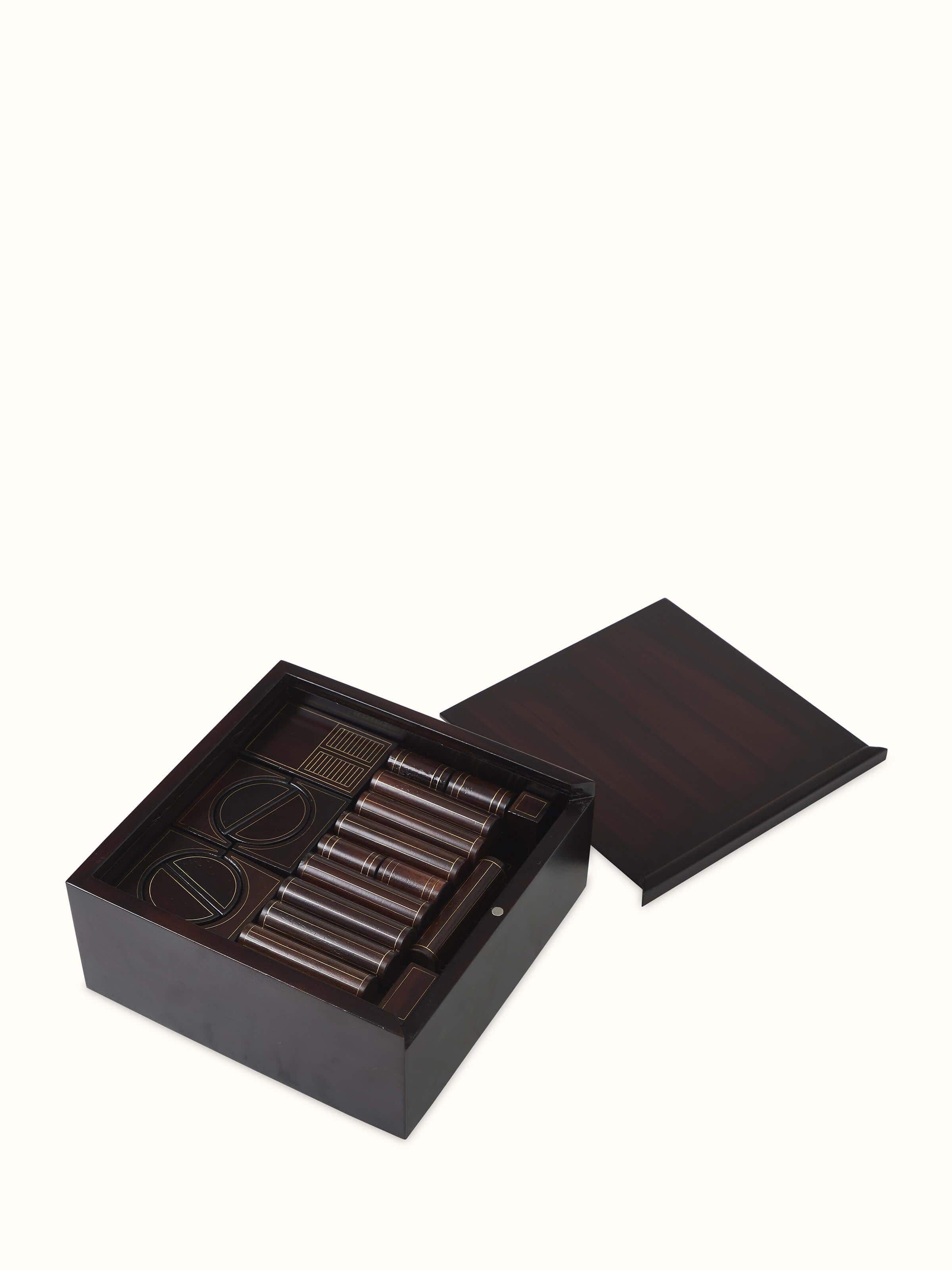 Angled view of Tarkashi Construction Block Game emphasizing the variety of colorful blocks in the set