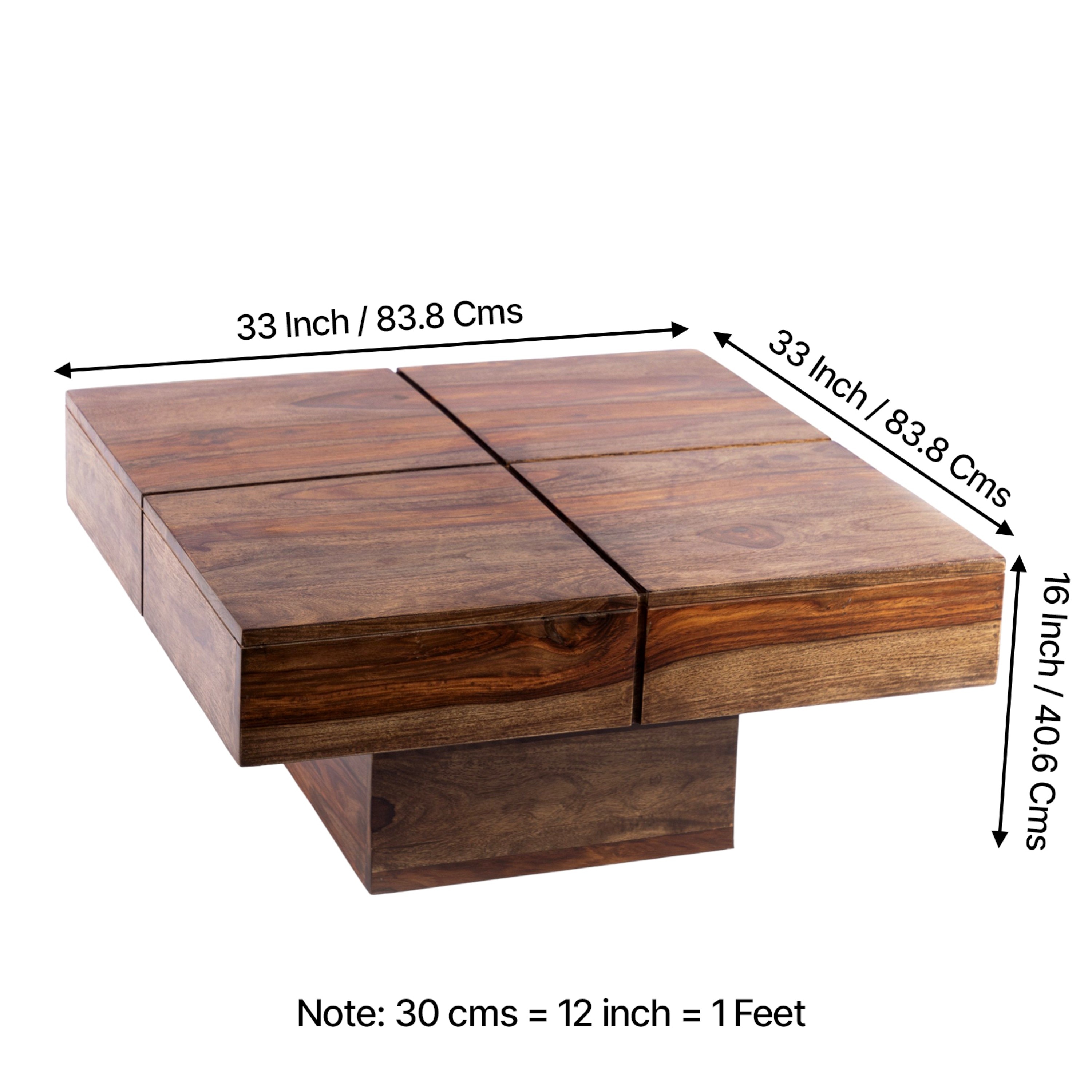 Montreal Sheesham Wood Coffee Table In Teak Finish