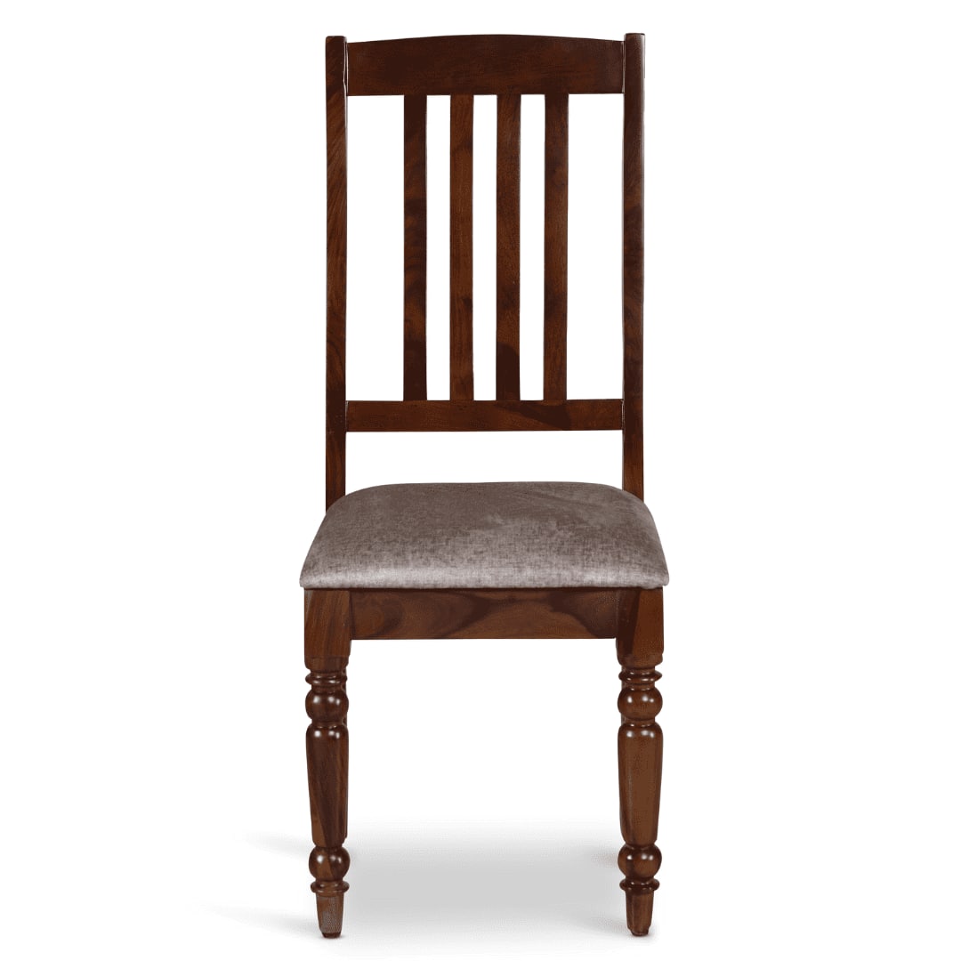 Globally Indian Sheesham Wood 6 Seater Dining Table Set With 6 Seater Cushioned Chairs -Straight Line Backrest