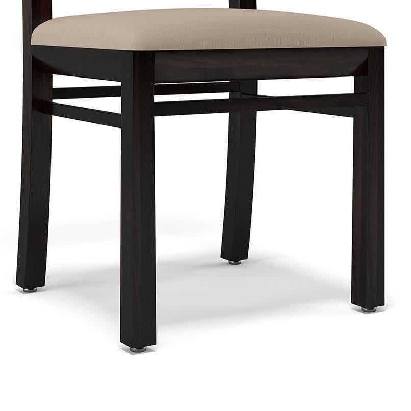 Zella Solid Wood Dining Chair Set Of 2 In Mahogany Finish With Wheat Brown Fabric