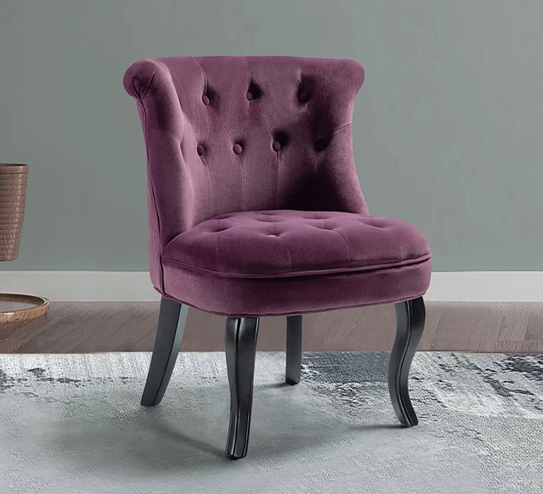 Grenier Fabric Slipper Chair in Purple Color - KURSIWALLAH