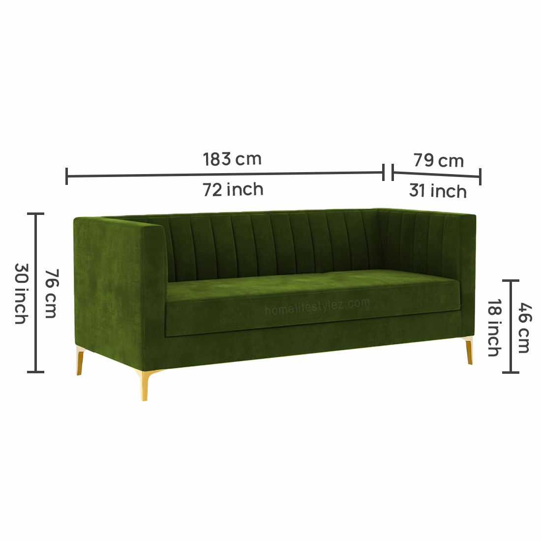 Loris Fabric Sofa - Light Green