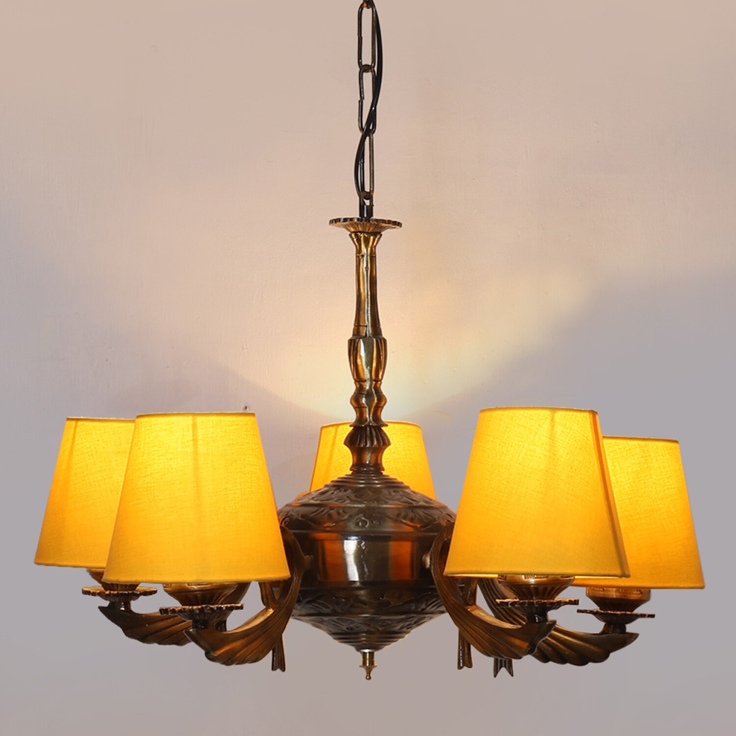 Devansh Steel Wall Mounted Lamp With Black Cotton Shade