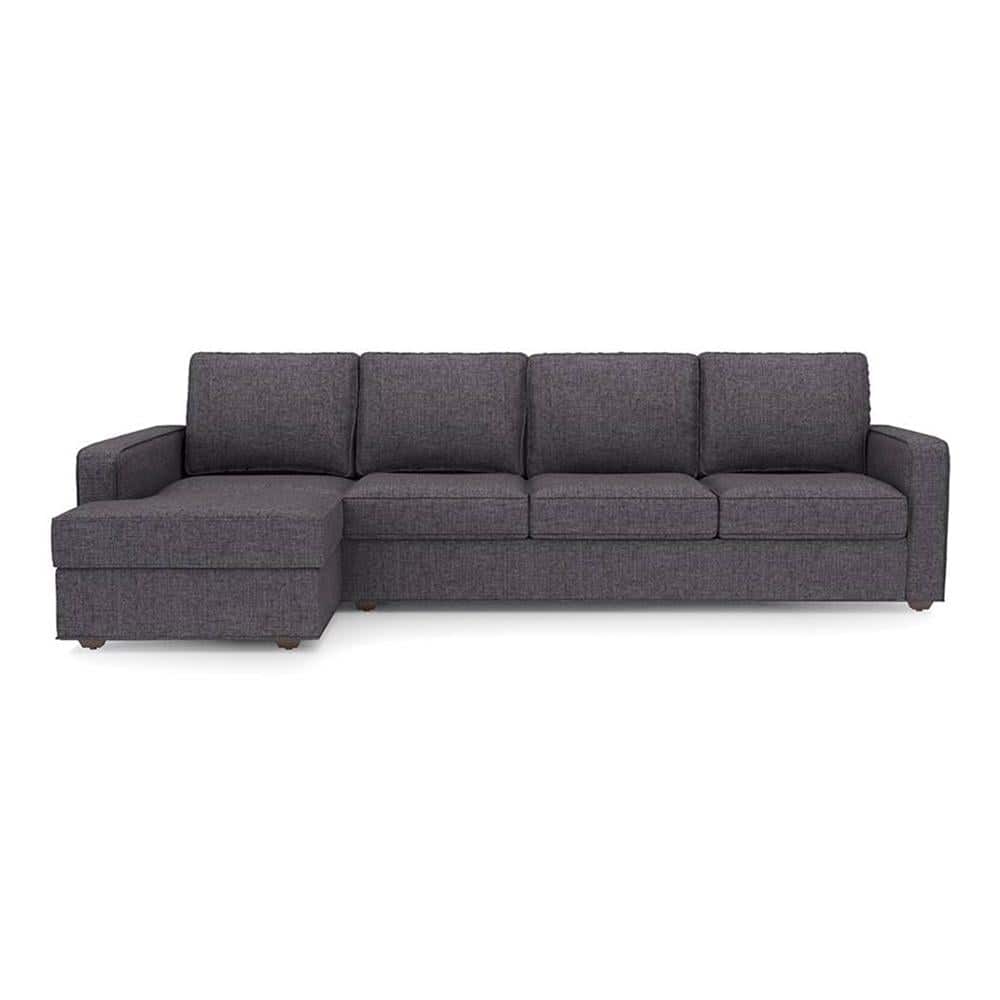 Apollo Compact Fabric Sectional Compact Sofa (Colour : Steel, Cushion : Hard, Back Type : Regular, Seating Capacity : Left Aligned 3 Seater + Left Aligned Chaise)