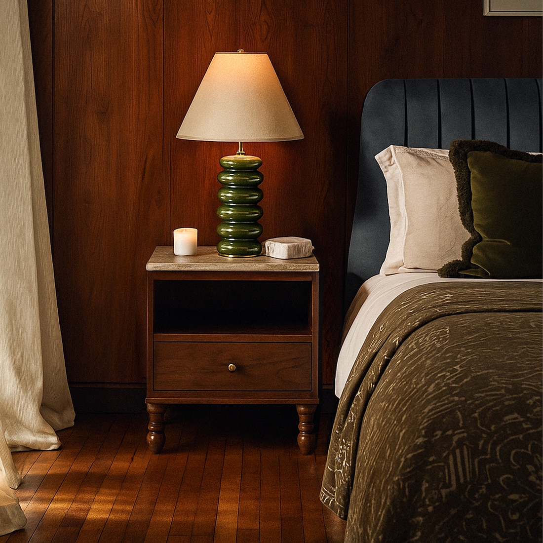 Ukti Bedside Table in Walnut Finish