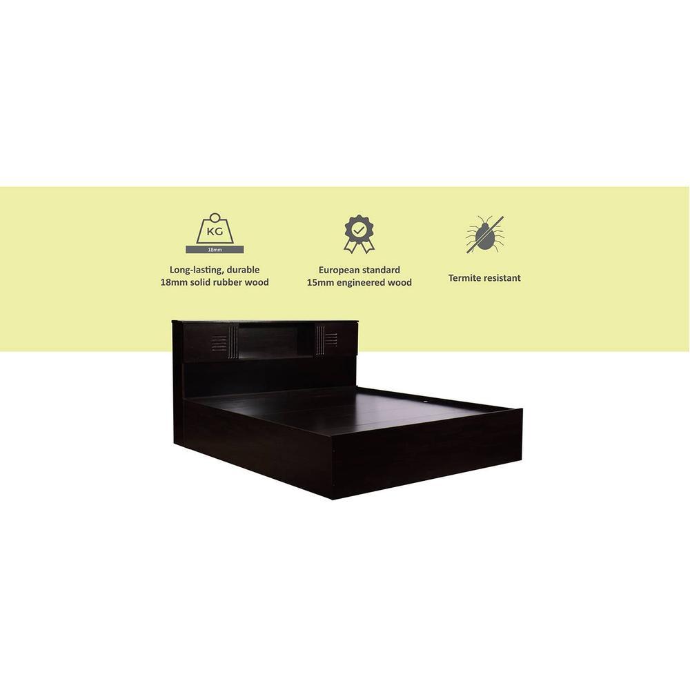 Graeae Solid Wood Queen Size Drawer Storage Bed In Melamine Finish