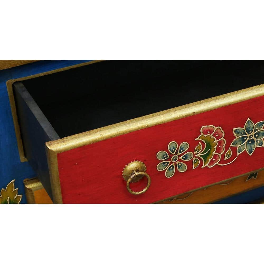 Evadne Solid Wood Hand Painted Chest Of Drawer in MultiColour
