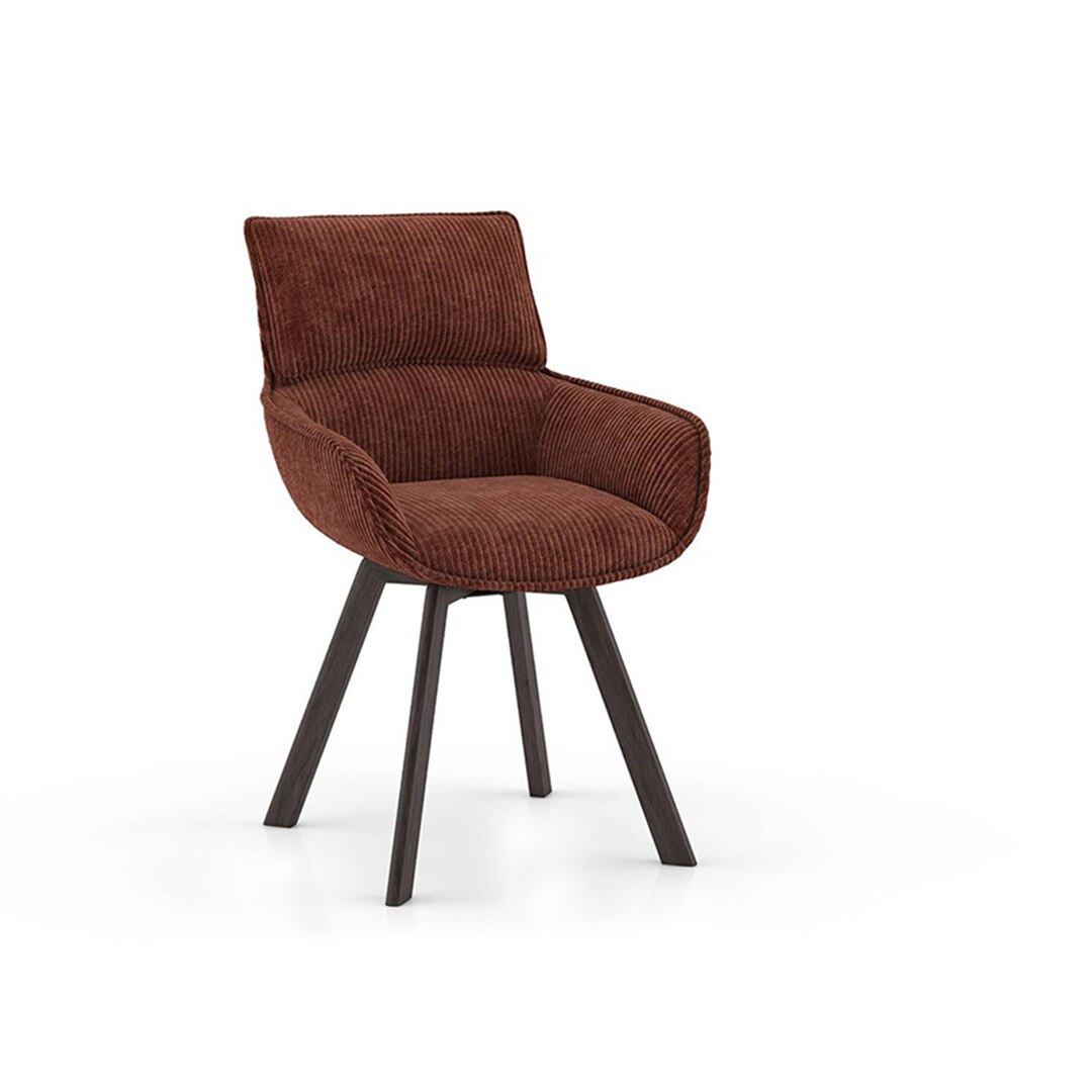 Atlas Crest Solid Wood 6 Seater Dining Table With Bren Swivel Dining Chairs