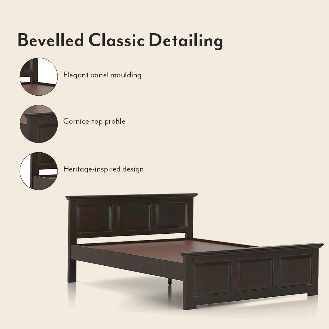 Alexandra Queen Size Bed Without Storage In Amber Walnut Finish