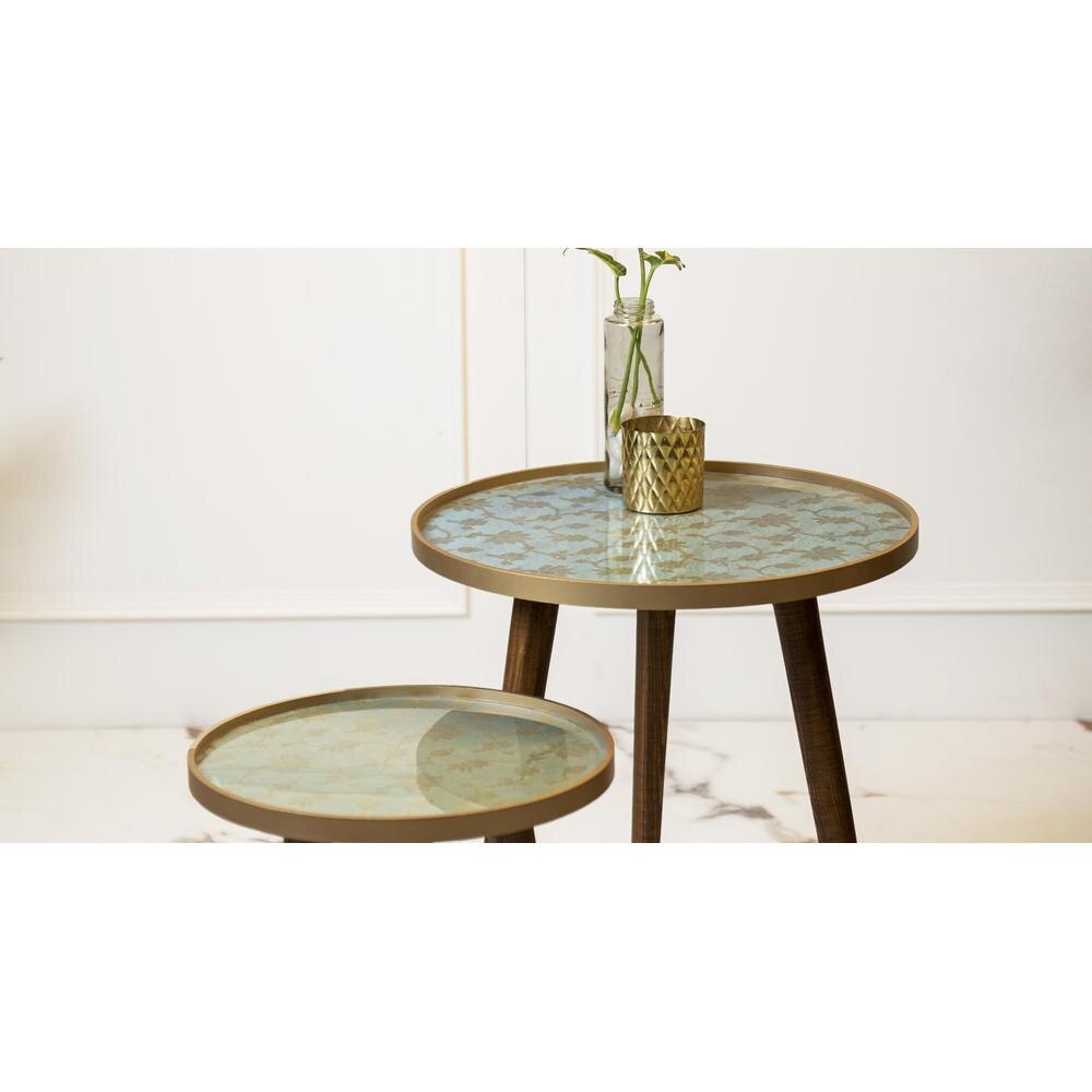 Soundarya Round Nesting Tables with Wooden Legs, Side Tables, Wooden Tables, Living Room Decor by A Tiny Mistake