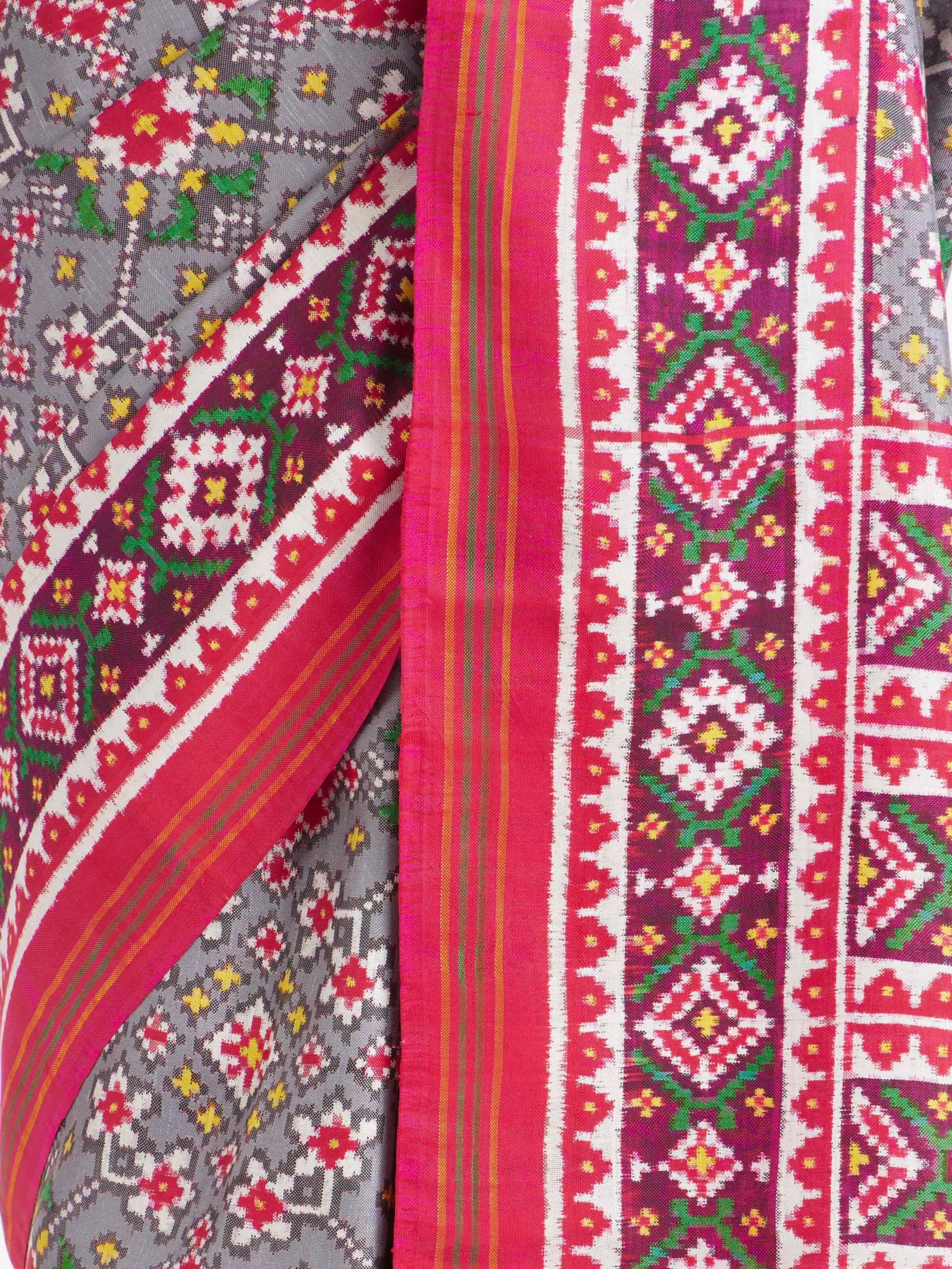 Grey Patan Patola Saree