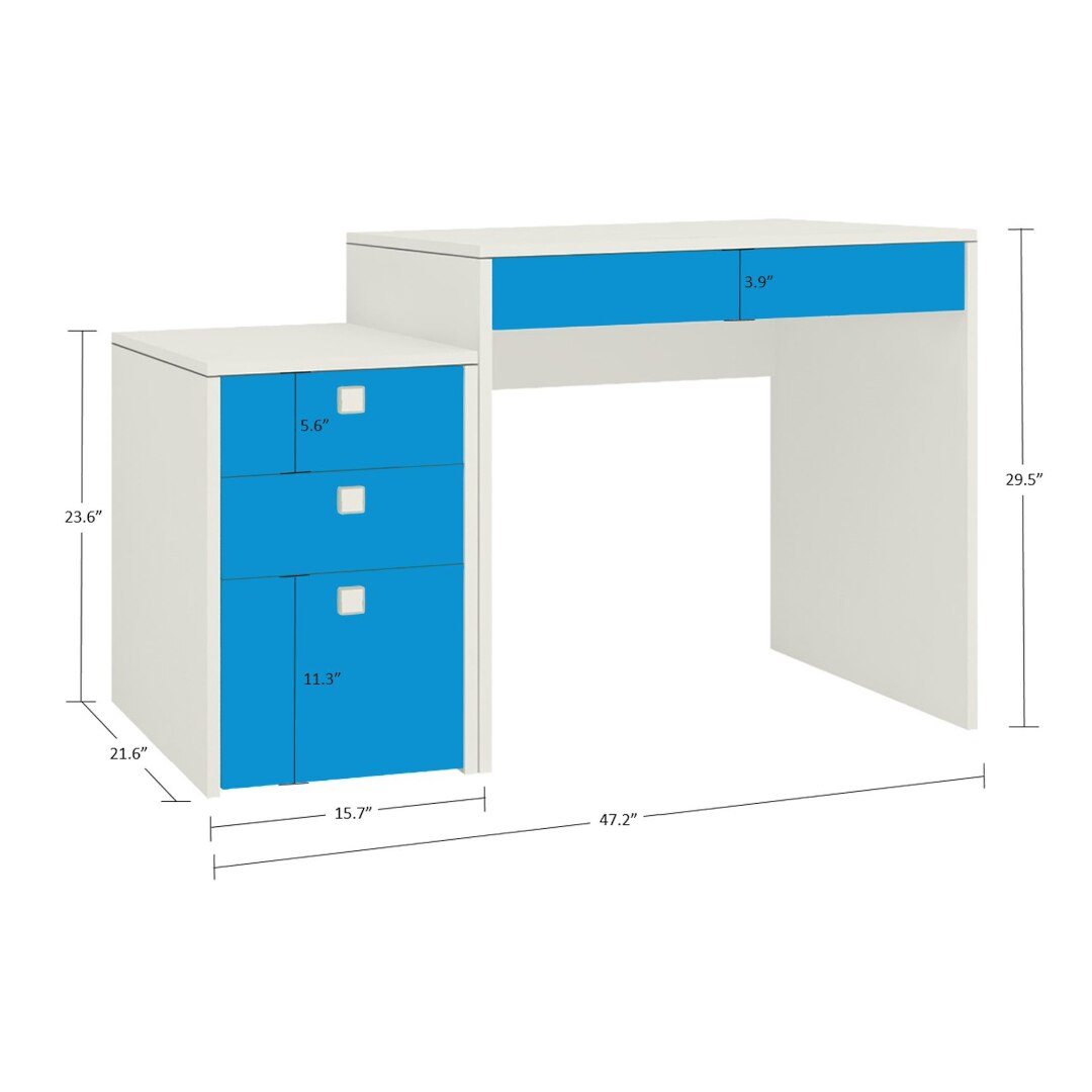 Eskada Kids Study Desk cum Printer Table with 4 Drawers in Azure Blue Colour