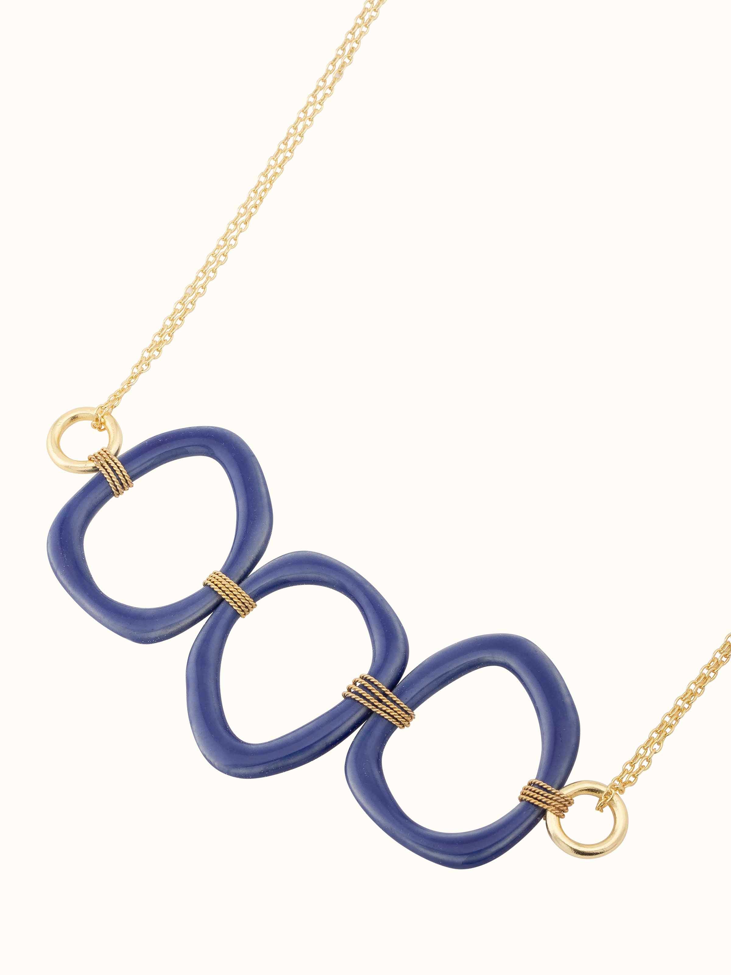 Detailed view of ceramic long necklace emphasizing colorful ceramic elements and ethnic charm