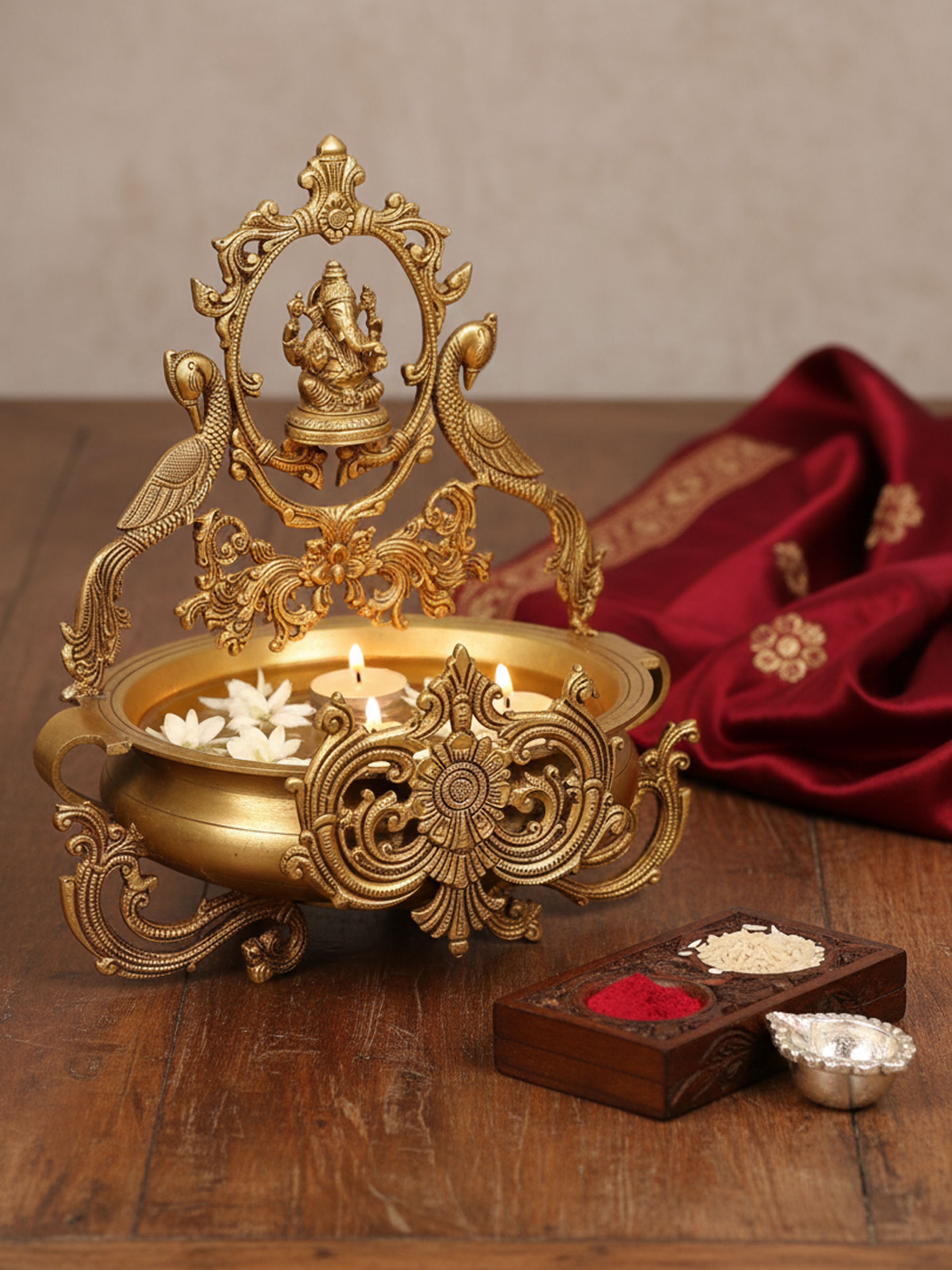 Lifestyle view of Aakriti Ganesha Brass Urli